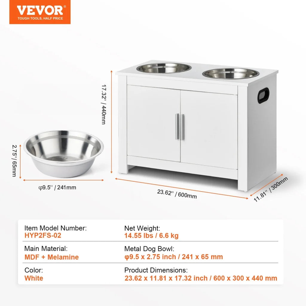 VEVOR Pet Feeding Station w/ 2 Elevated Dog Bowls Dog Food