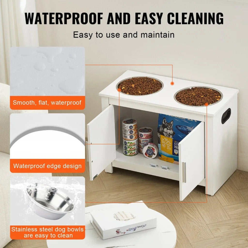 VEVOR Pet Feeding Station w/ 2 Elevated Dog Bowls Dog Food