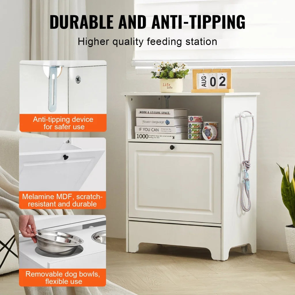 VEVOR Pet Feeding Station w/ 2 Elevated Dog Bowls Dog Food