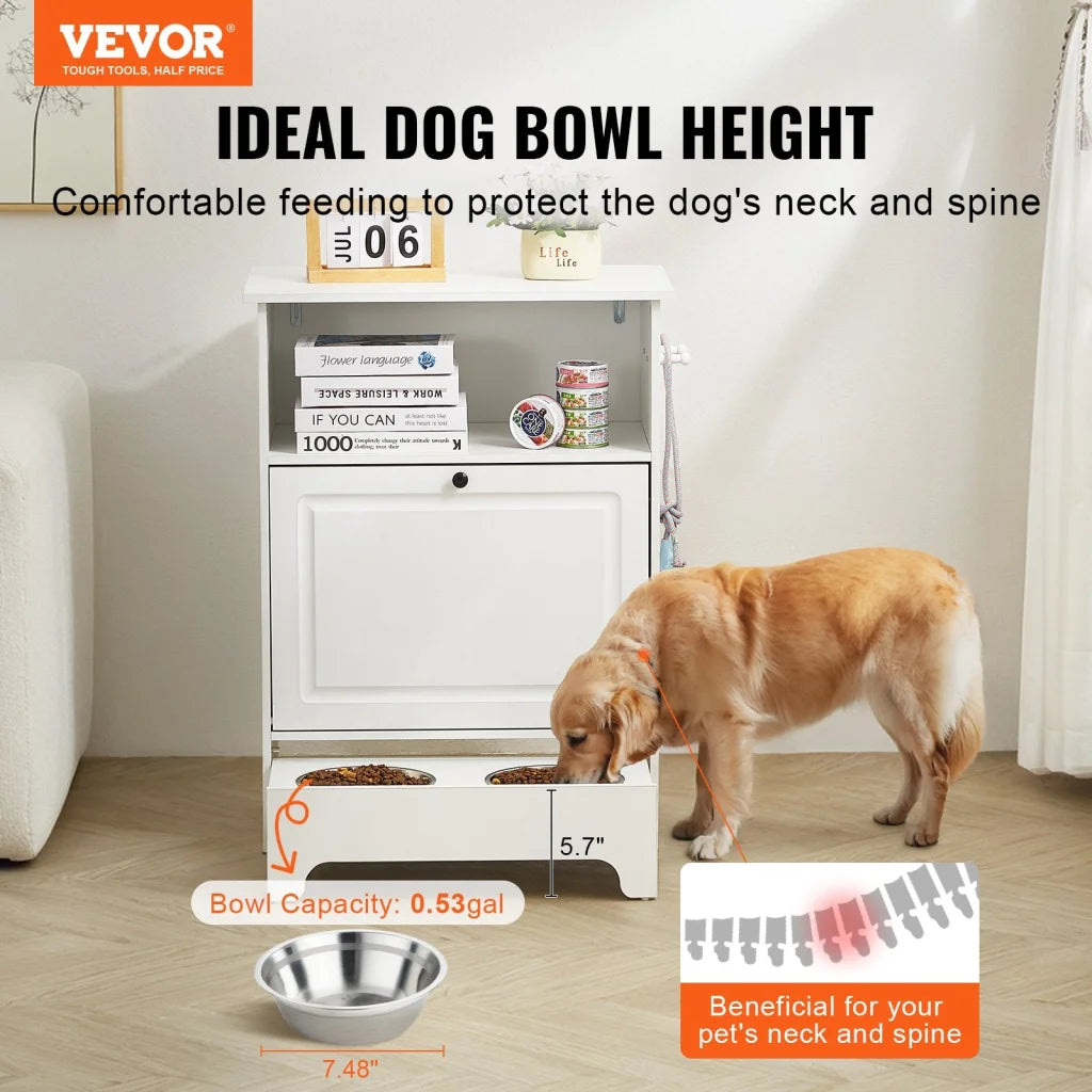 VEVOR Pet Feeding Station w/ 2 Elevated Dog Bowls Dog Food