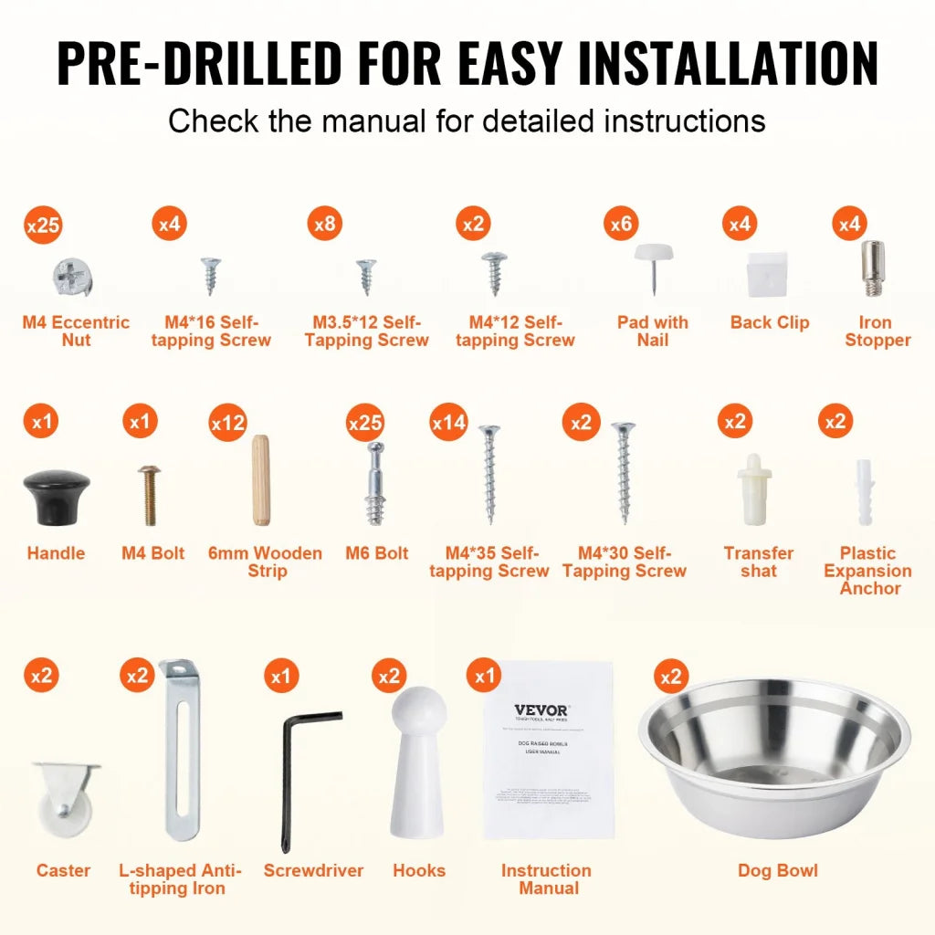 VEVOR Pet Feeding Station w/ 2 Elevated Dog Bowls Dog Food