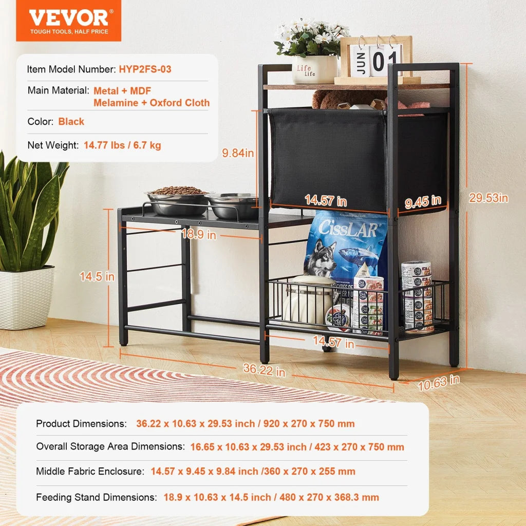 VEVOR Pet Feeding Station with Storage Dog Food & Toy
