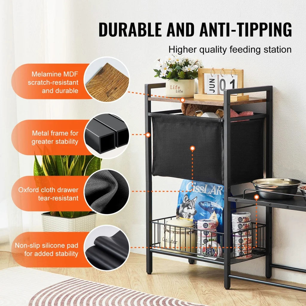 VEVOR Pet Feeding Station with Storage Dog Food & Toy