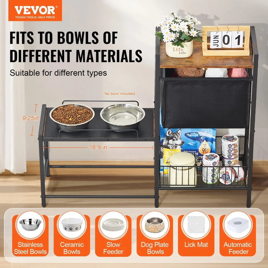 VEVOR Pet Feeding Station with Storage Dog Food & Toy