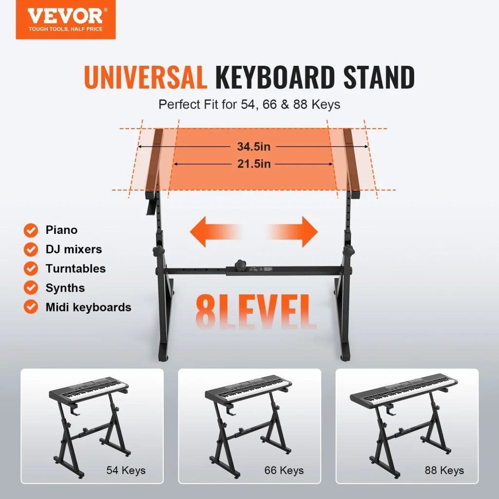 VEVOR Piano Keyboard Stand and Bench Set Z Style Heavy-Duty