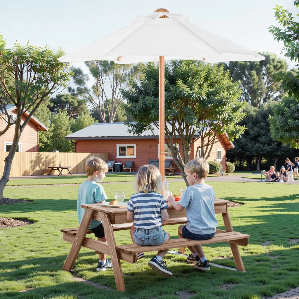 VEVOR Picnic Table Wooden Tables and Bench Set Umbrella