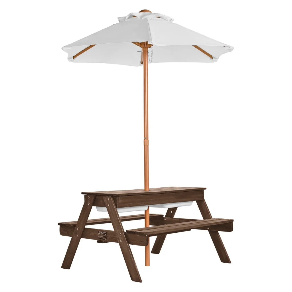 VEVOR Picnic Table Wooden Tables and Bench Set Umbrella