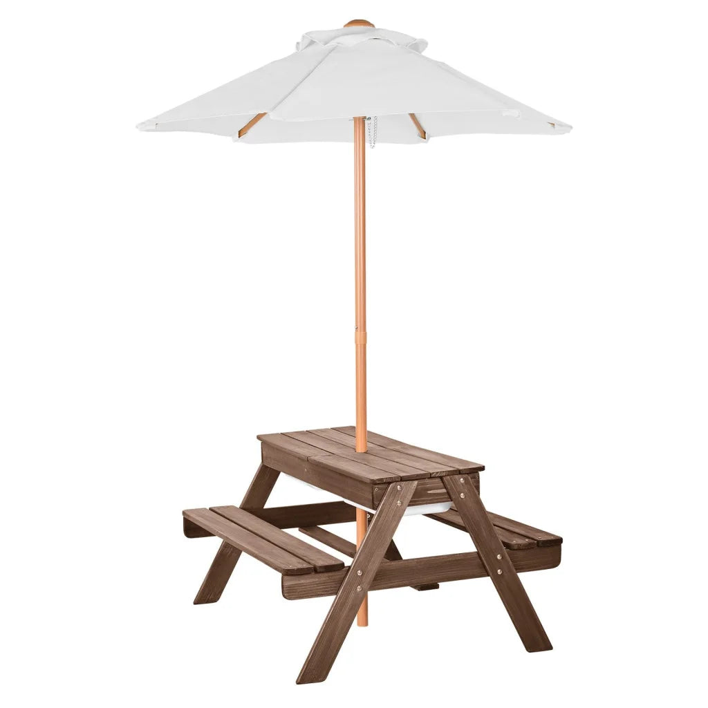 VEVOR Picnic Table Wooden Tables and Bench Set Umbrella