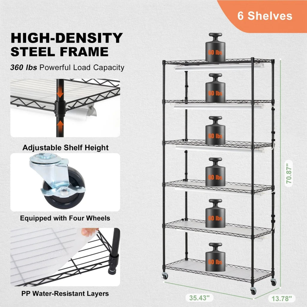 VEVOR Plant Stand with Grow Light 6 Tiers 180W 180 cm