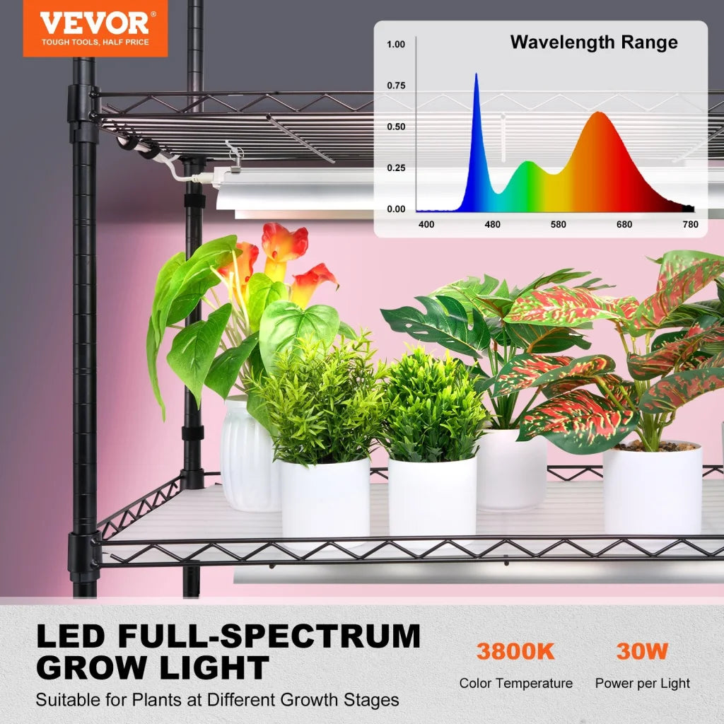 VEVOR Plant Stand with Grow Light 6 Tiers 180W 180 cm