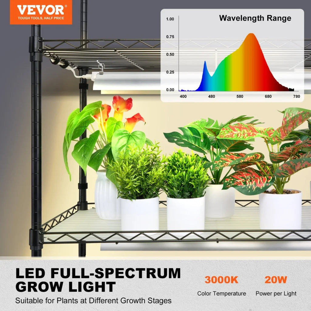 VEVOR Plant Stand with Grow Light 6 Tiers 200W 59.1’’