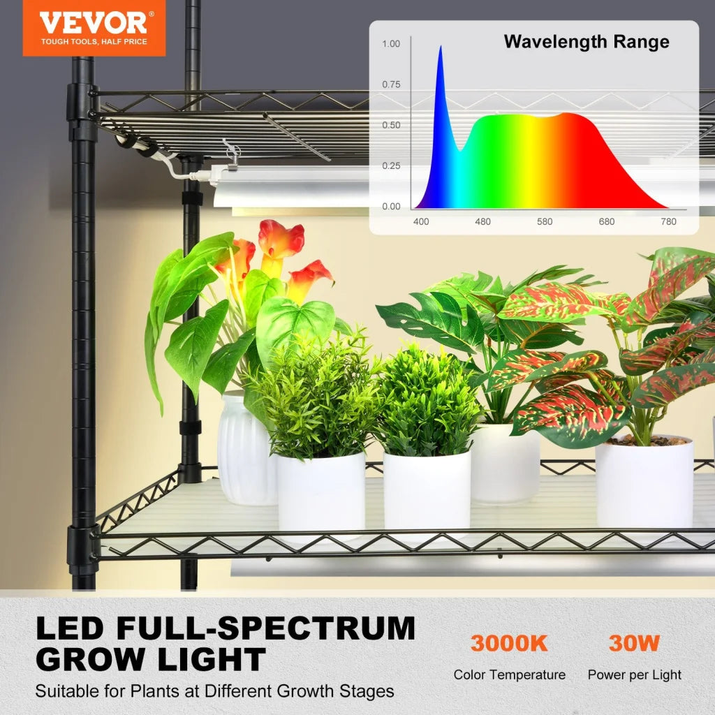 VEVOR Plant Stand with Grow Lights 4 Tiers 180W 150 cm Tall