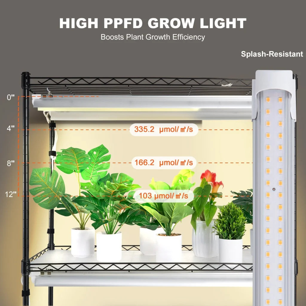 VEVOR Plant Stand with Grow Lights 4 Tiers 180W 150 cm Tall