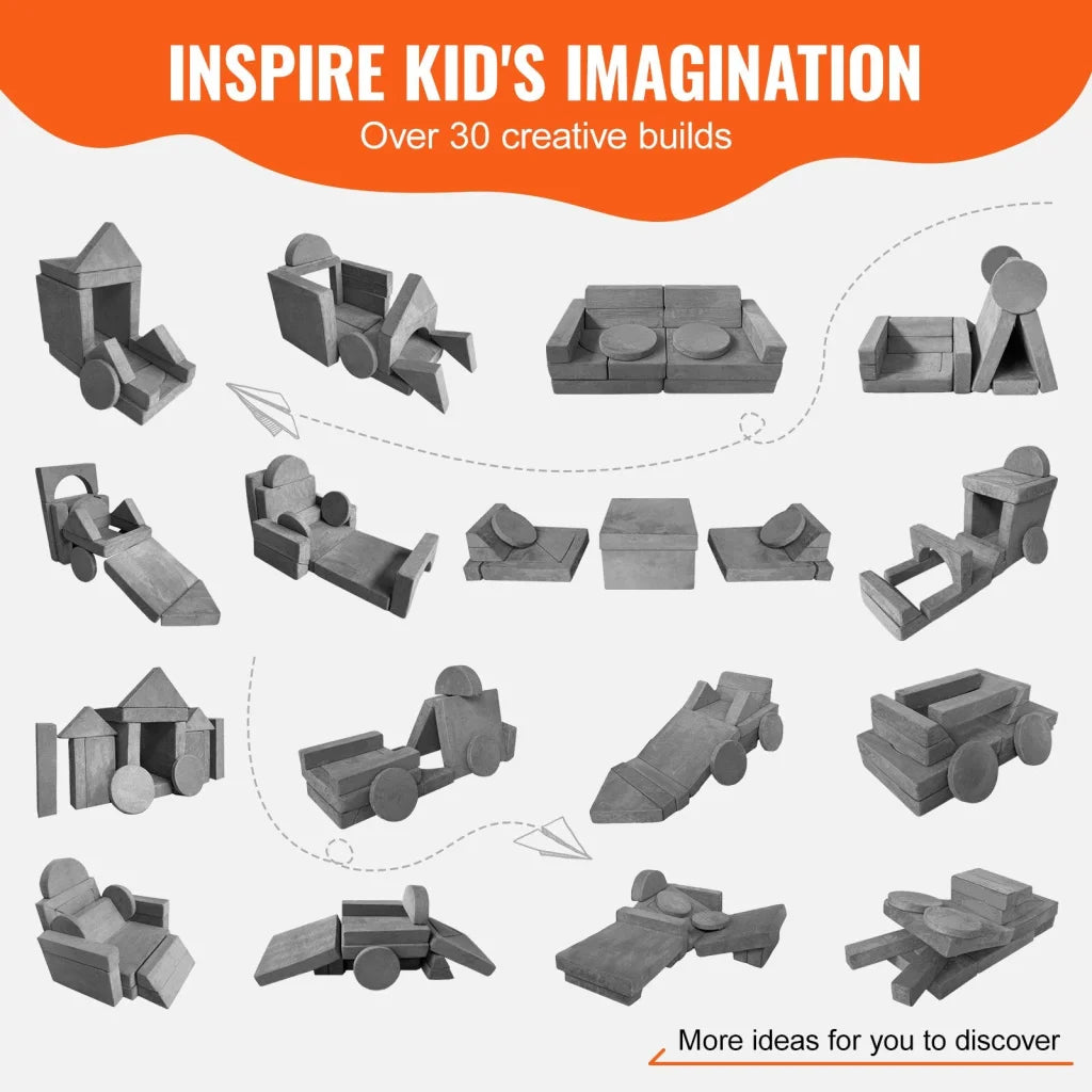 VEVOR Play Couch 15pcs Modular Kids Nugget Couch Toddler