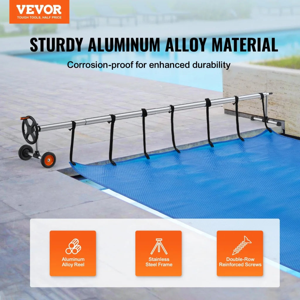 VEVOR Pool Cover Reel Aluminum Solar Cover Reel 14 ft