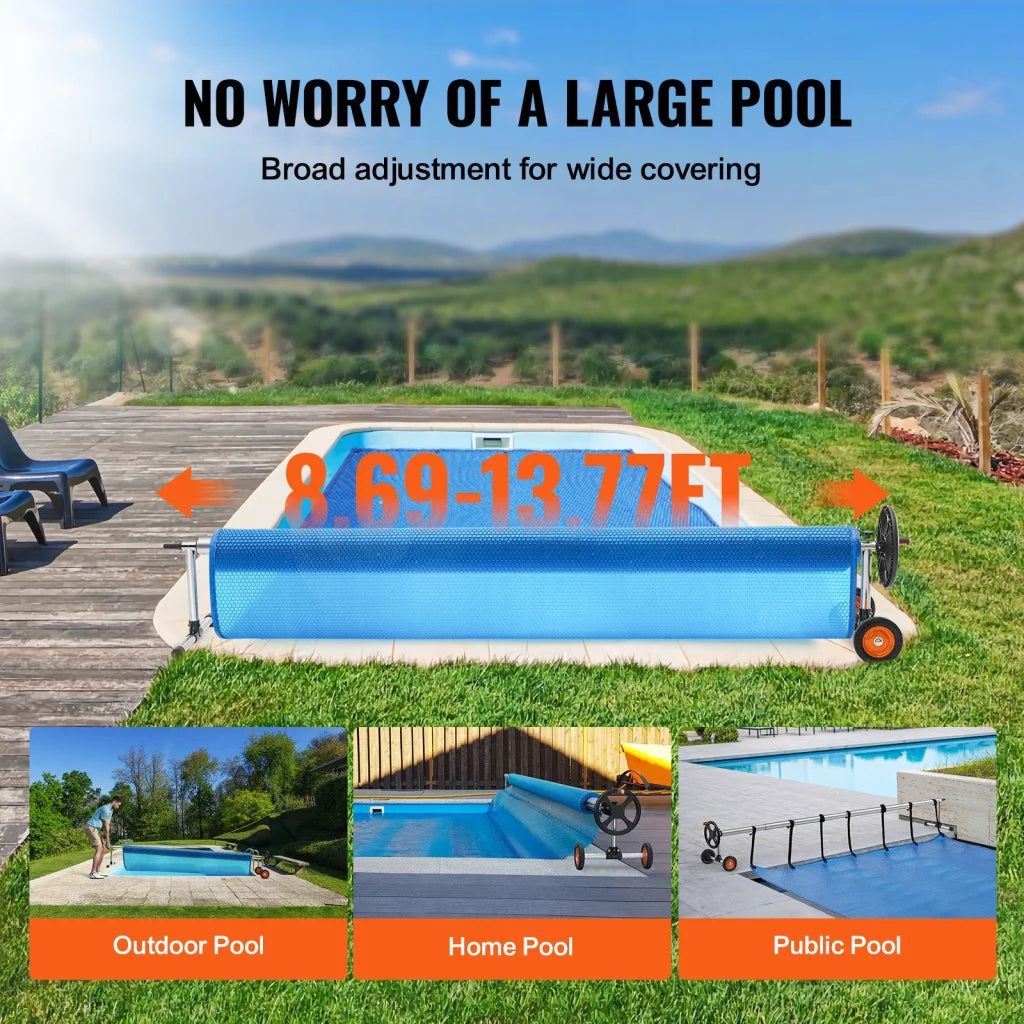 VEVOR Pool Cover Reel Aluminum Solar Cover Reel 14 ft