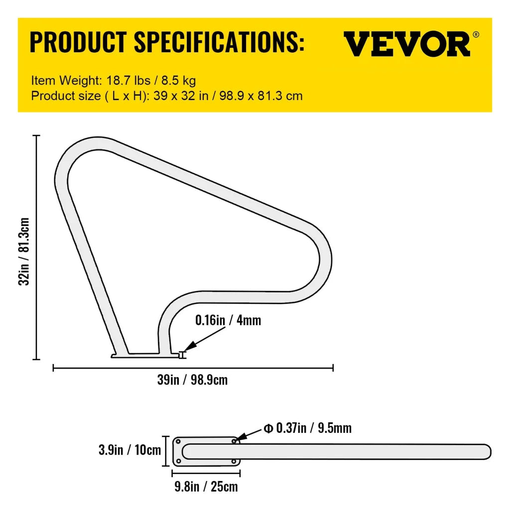 VEVOR Pool Rail 39x32 Pool Railing 304 Stainless Steel
