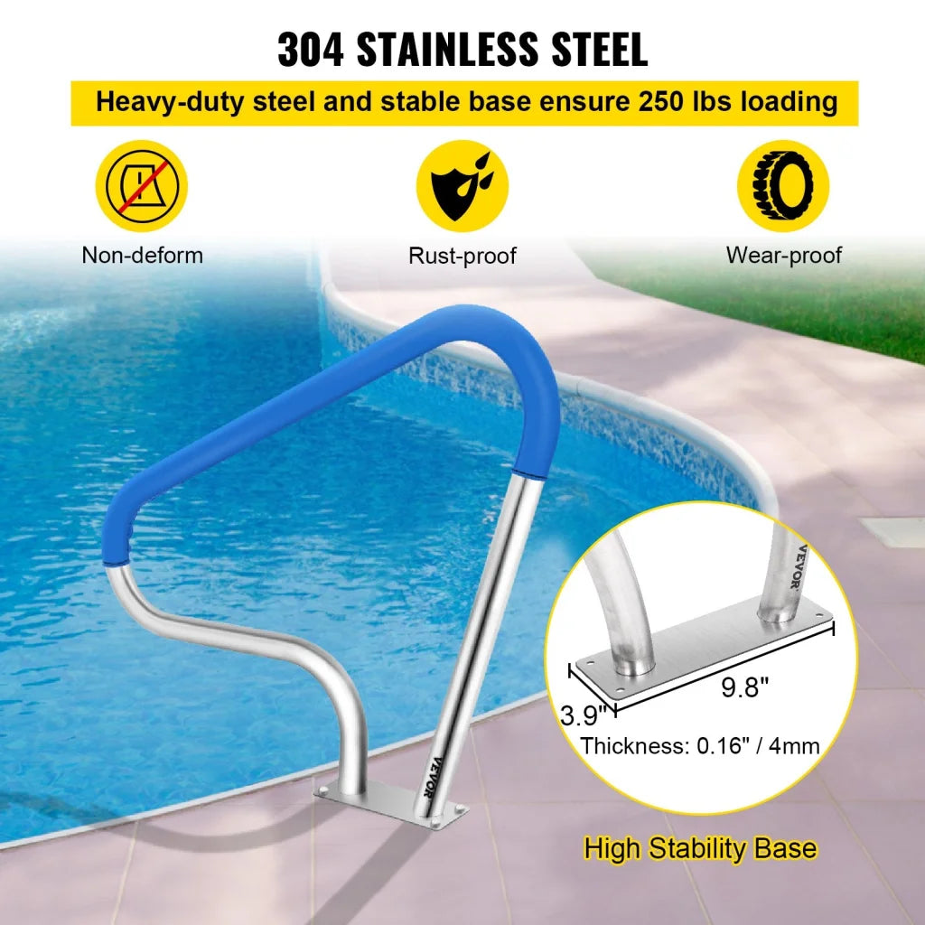VEVOR Pool Rail 39x32 Pool Railing 304 Stainless Steel