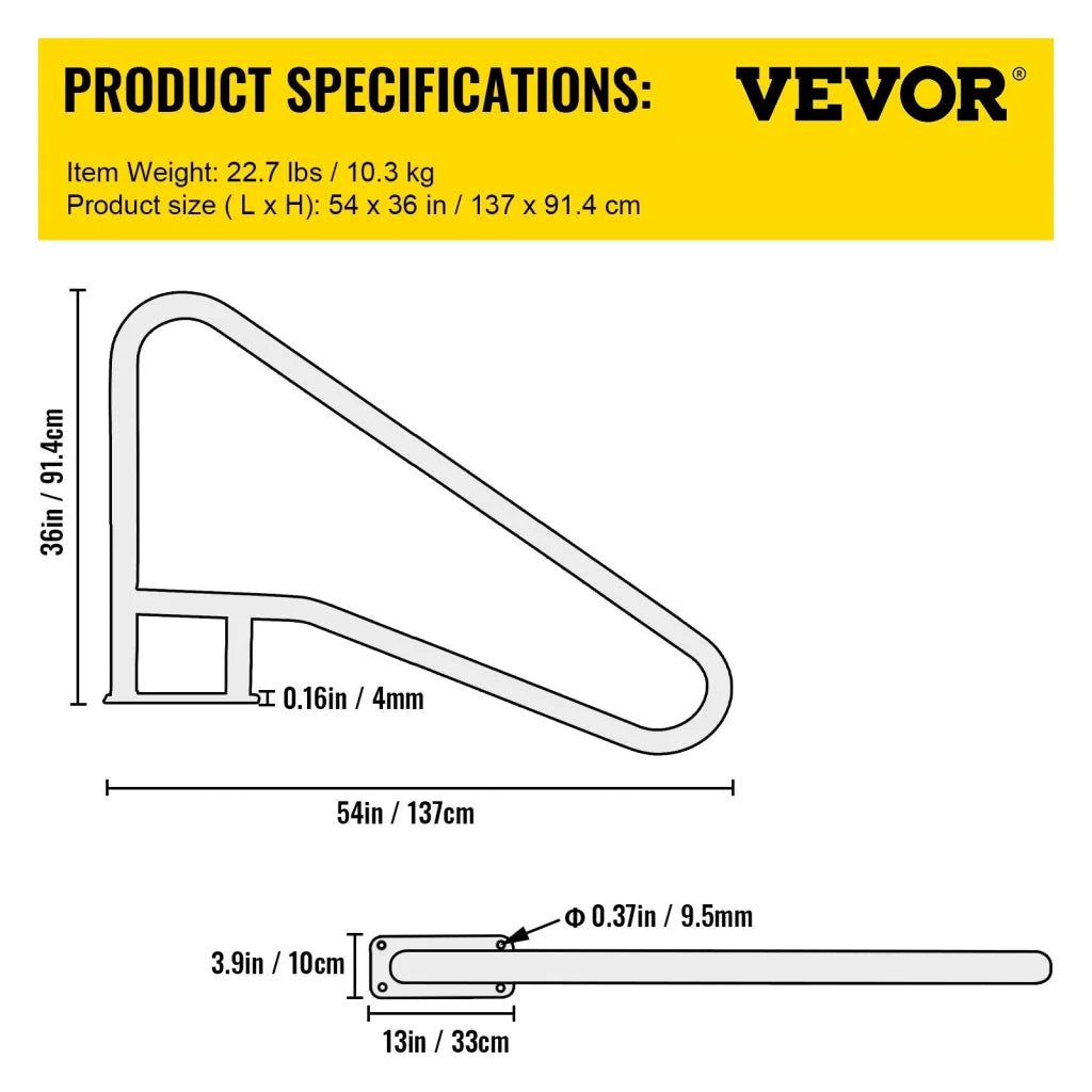 VEVOR Pool Rail 54x36 Pool Railing 304 Stainless Steel