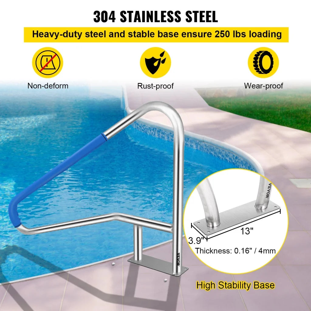 VEVOR Pool Rail 55x32 Pool Railing 304 Stainless Steel