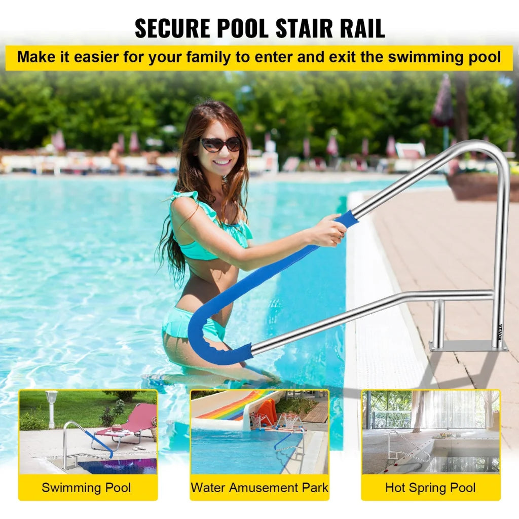 VEVOR Pool Rail 55x32 Pool Railing 304 Stainless Steel