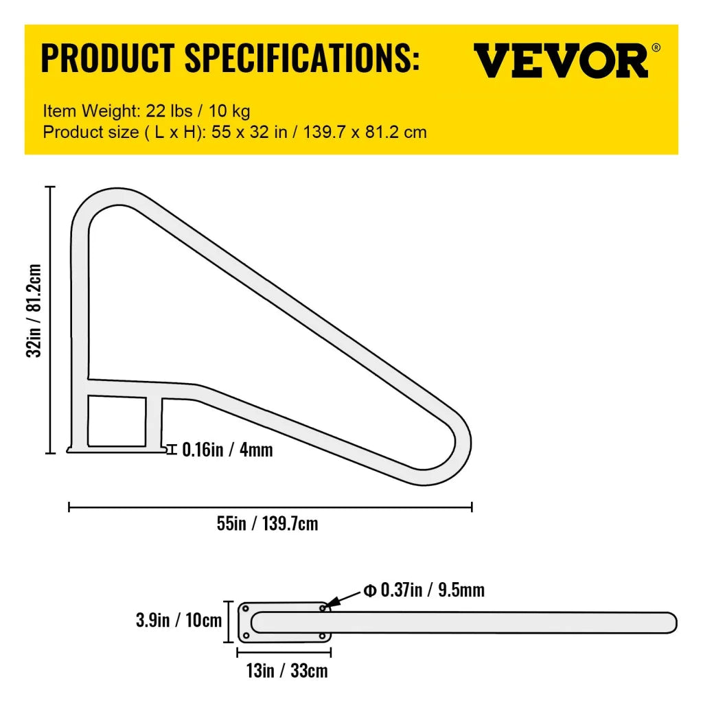 VEVOR Pool Rail 55x32 Pool Railing 304 Stainless Steel