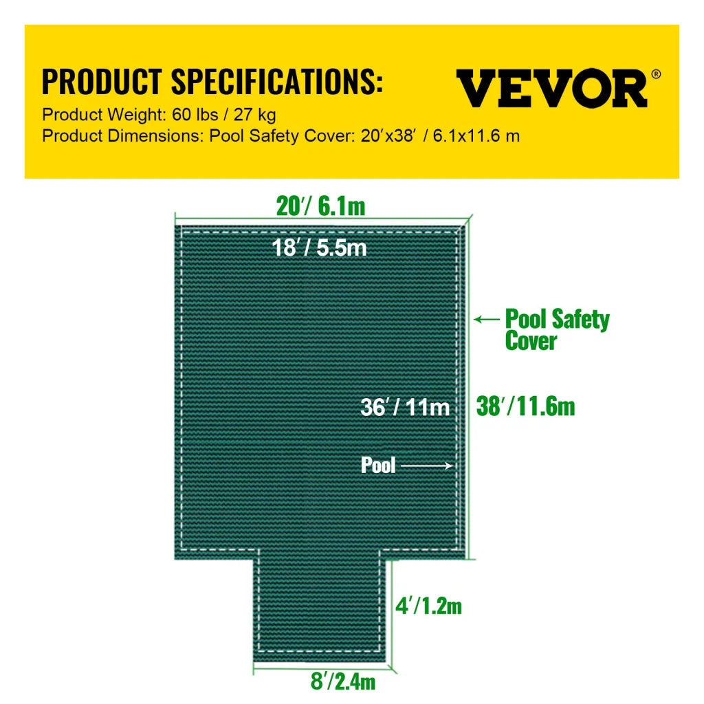 VEVOR Pool Safety Cover Fits18x36ft Inground Safety Pool