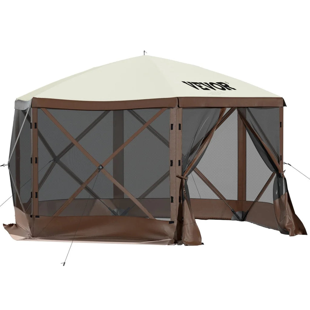 VEVOR Pop-up Camping Gazebo Camping Canopy Shelter 6 Sided