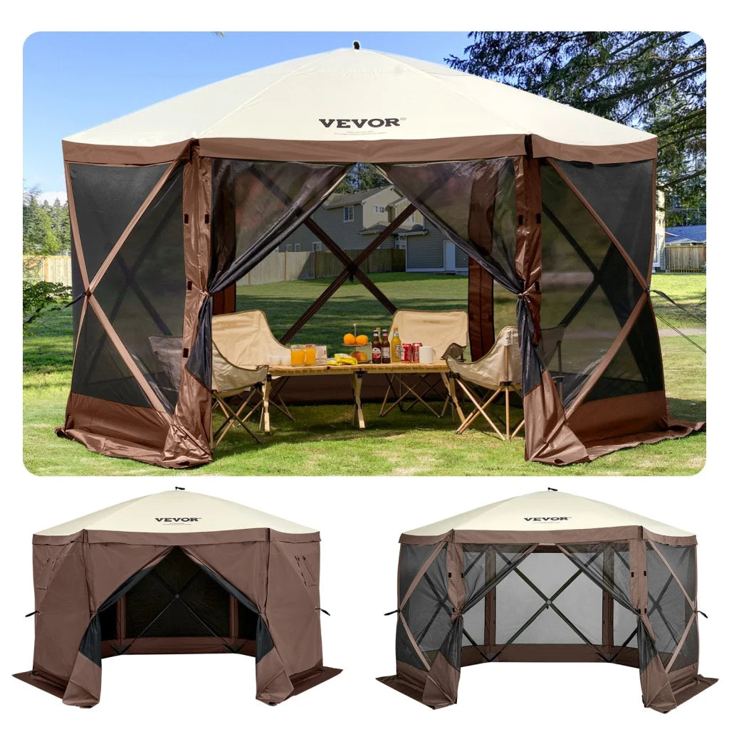 VEVOR Pop-up Camping Gazebo Camping Canopy Shelter 6 Sided
