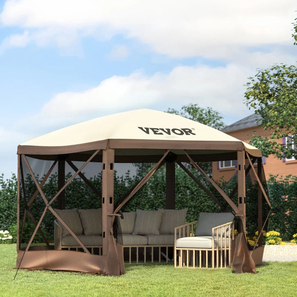 VEVOR Pop-up Camping Gazebo Camping Canopy Shelter 6 Sided