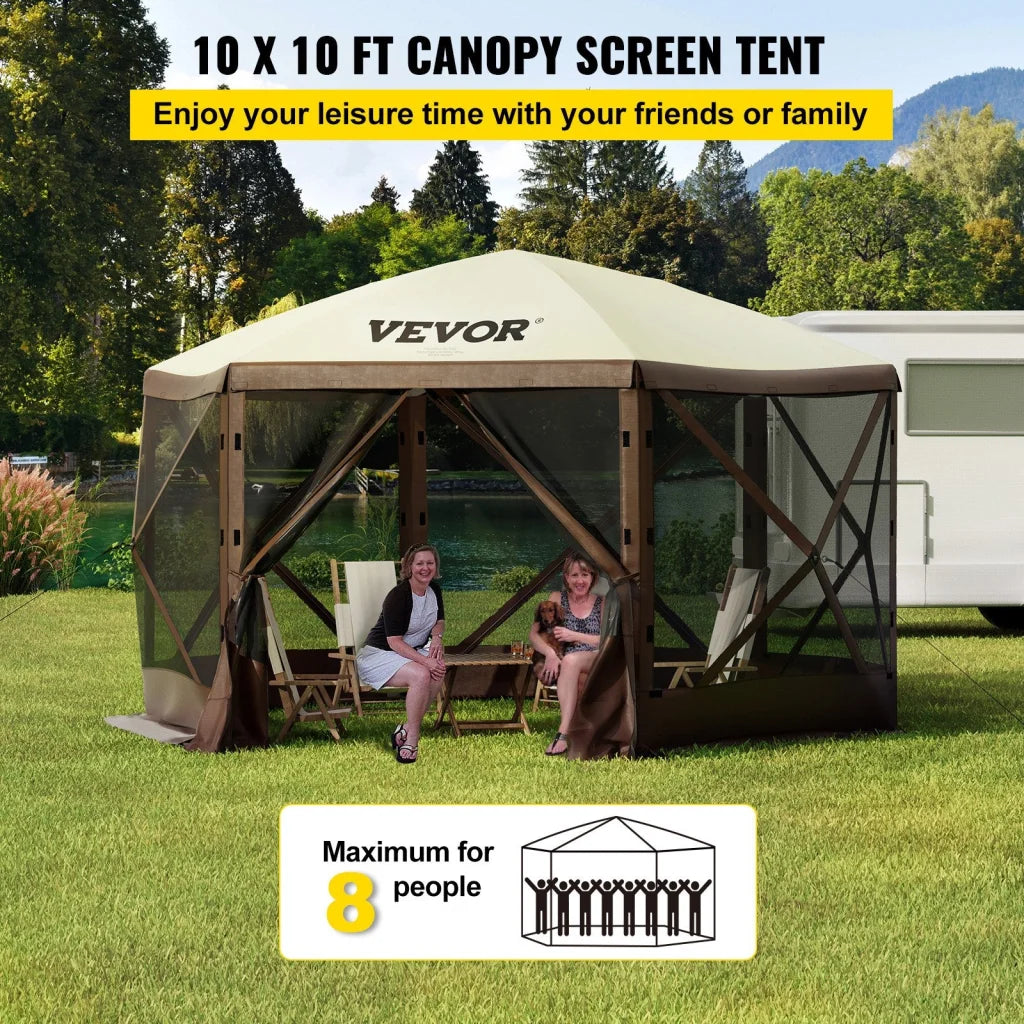 VEVOR Pop-up Camping Gazebo Camping Canopy Shelter 6 Sided
