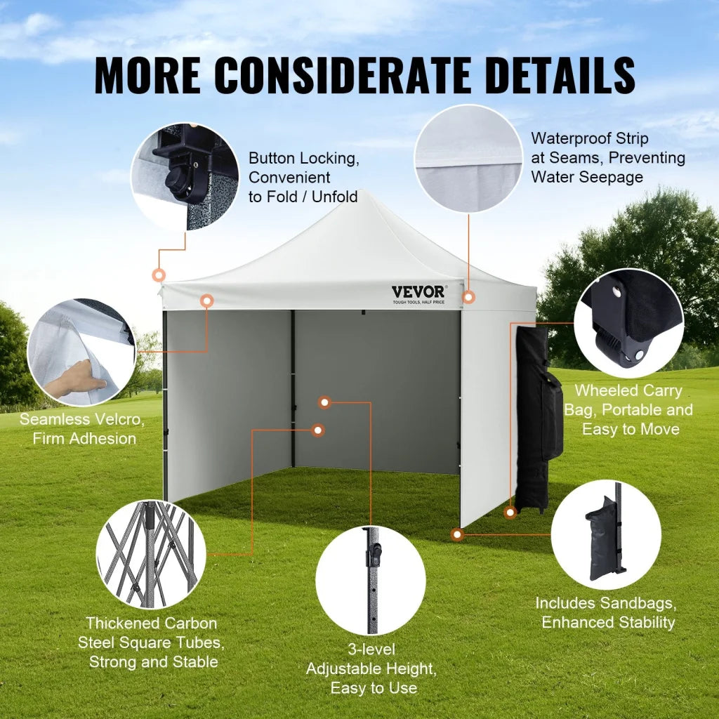VEVOR Pop Up Canopy Tent Outdoor Gazebo Tent 10x10FT
