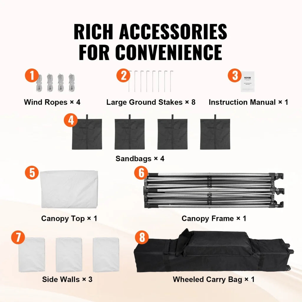 VEVOR Pop Up Canopy Tent Outdoor Gazebo Tent 10x10FT