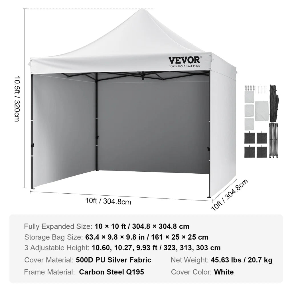 VEVOR Pop Up Canopy Tent Outdoor Gazebo Tent 10x10FT