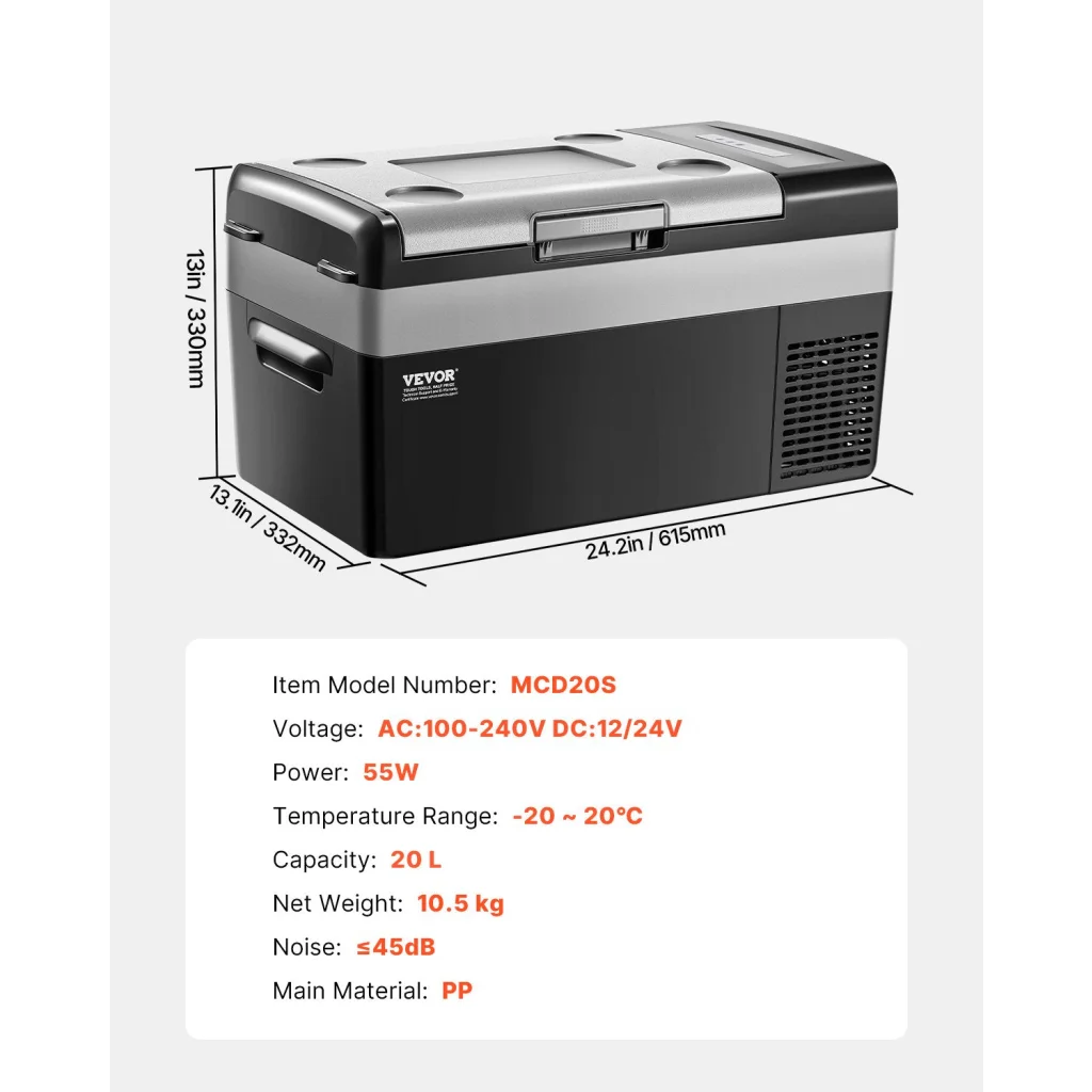 VEVOR Portable Car Refrigerator Freezer Compressor 20L