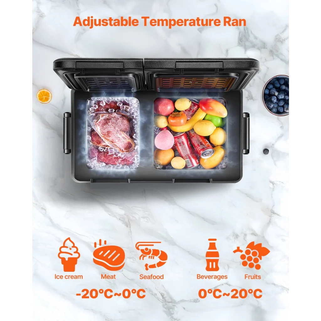 VEVOR Portable Car Refrigerator Freezer Compressor 35L Dual