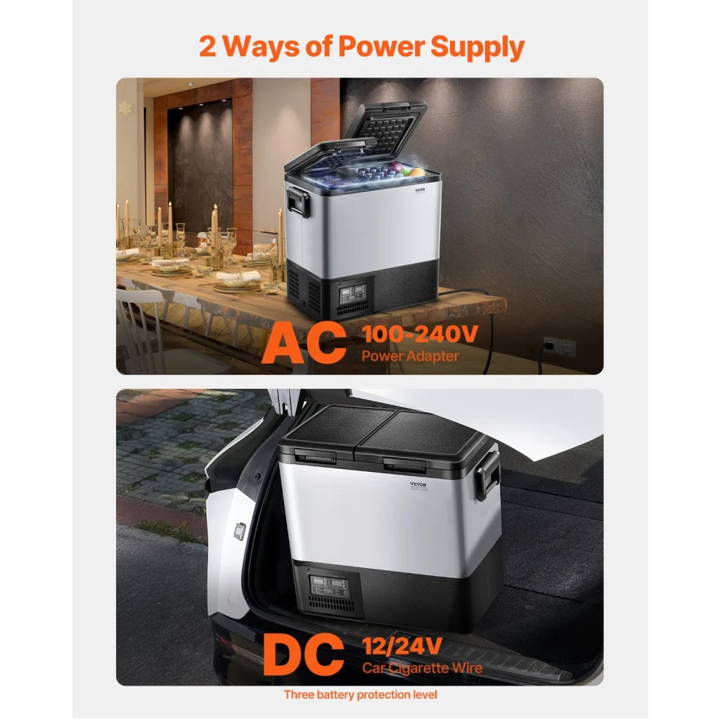 VEVOR Portable Car Refrigerator Freezer Compressor 55L Dual