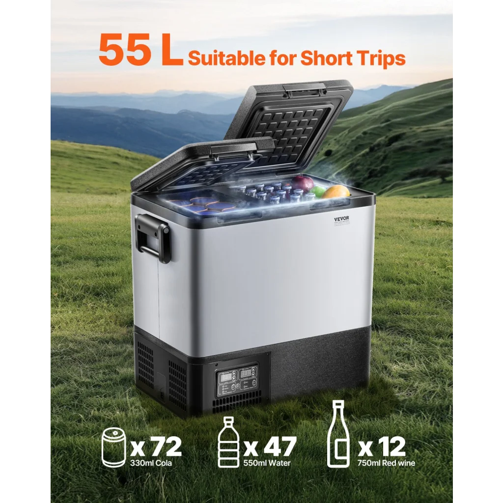 VEVOR Portable Car Refrigerator Freezer Compressor 55L Dual