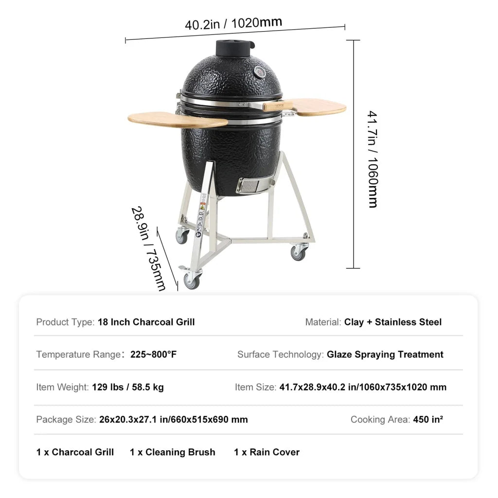 VEVOR Portable Charcoal Grill Propane Gas Grills with Cover