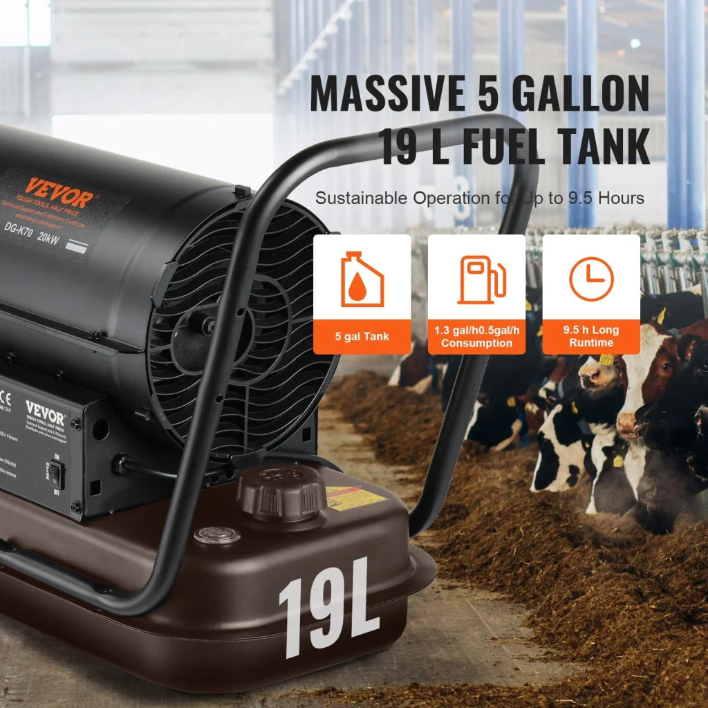 VEVOR Portable Kerosene Forced Air Heater 70000 BTU Indoor