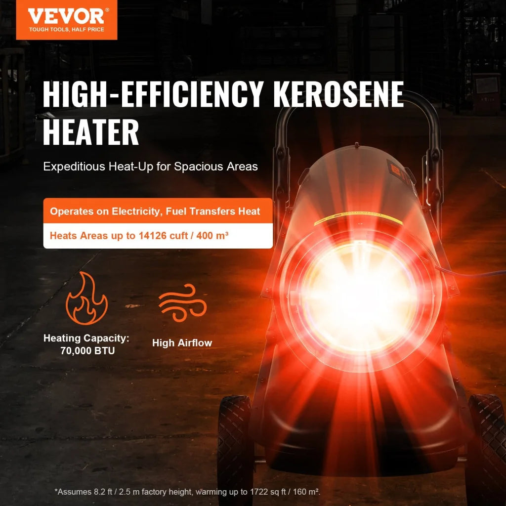 VEVOR Portable Kerosene Forced Air Heater 70000 BTU Indoor