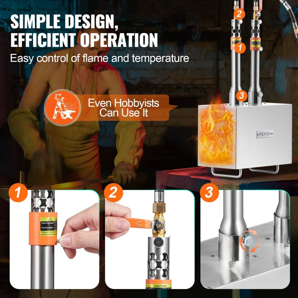 VEVOR Portable Propane Forge 2 Burner Farrier Forge Knife