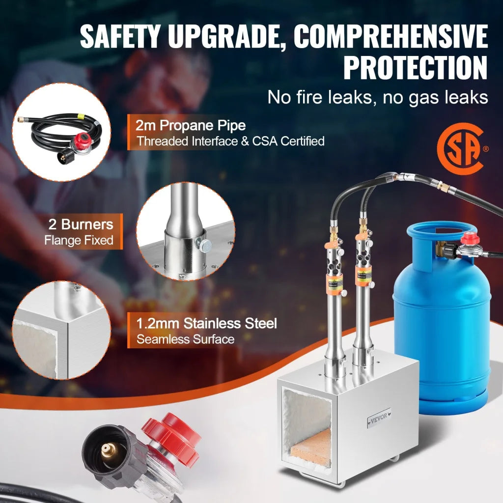 VEVOR Portable Propane Forge 2 Burner Farrier Forge Knife