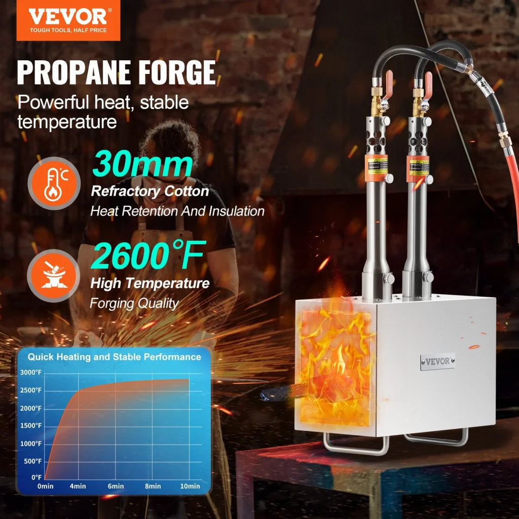 VEVOR Portable Propane Forge 2 Burner Farrier Forge Knife