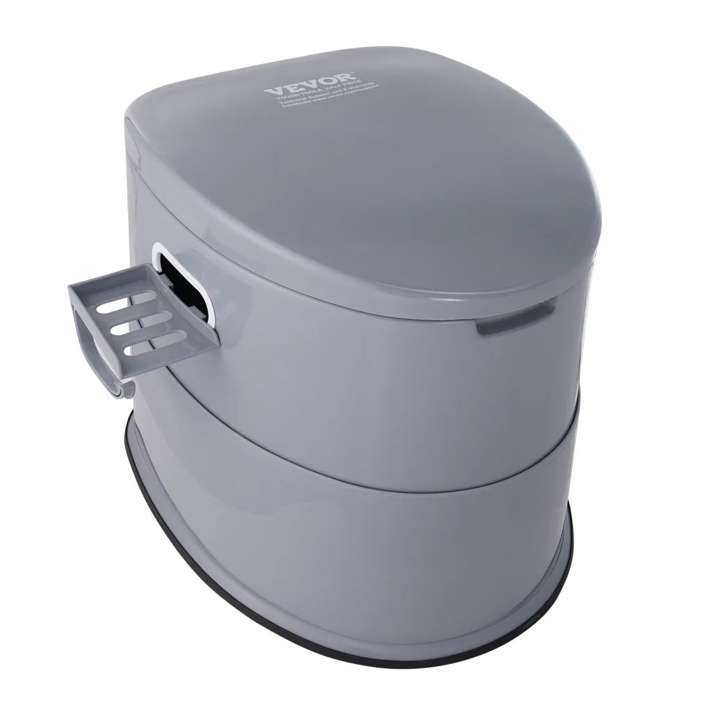 5l vevor portable toilet with compact layout and accessory details