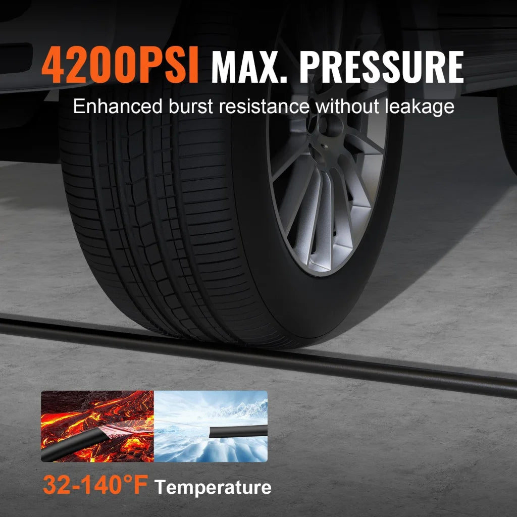 VEVOR Pressure Washer Hose 100FT 1/4’’ Kink Free M22-14mm