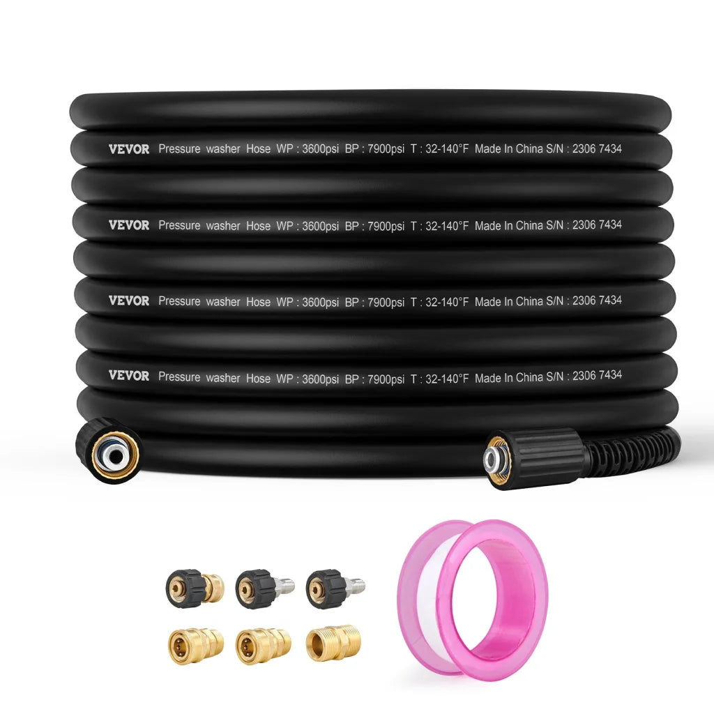 VEVOR Pressure Washer Hose 100FT 1/4’’ Kink Free M22-14mm