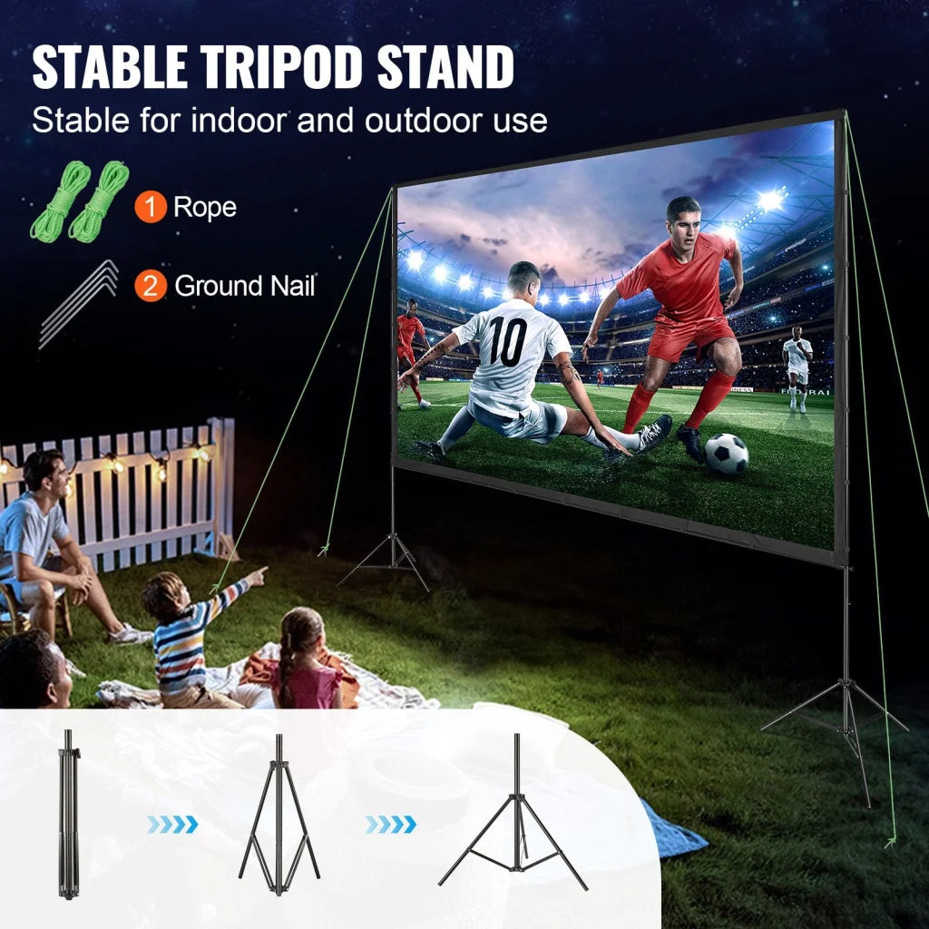 VEVOR Projector Screen with Stand 150 inch 16:9 4K 1080 HD