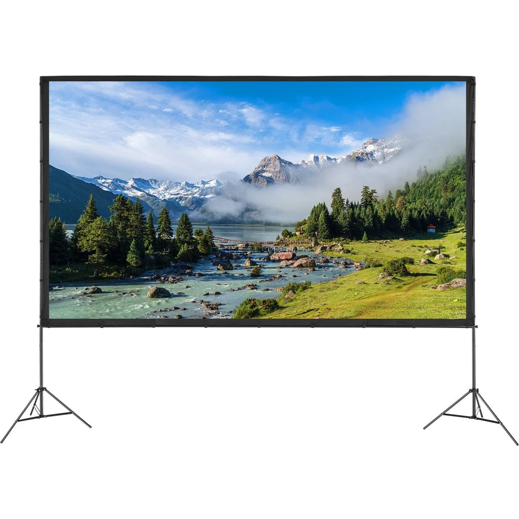 Vevor projector screen with compact layout and accessory details