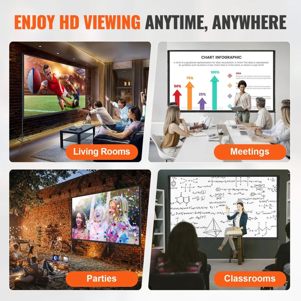 Vevor projector screen with fitted edges and product hardware